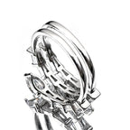 Silver Ring Sterling Full Rhinestones Multi-layer