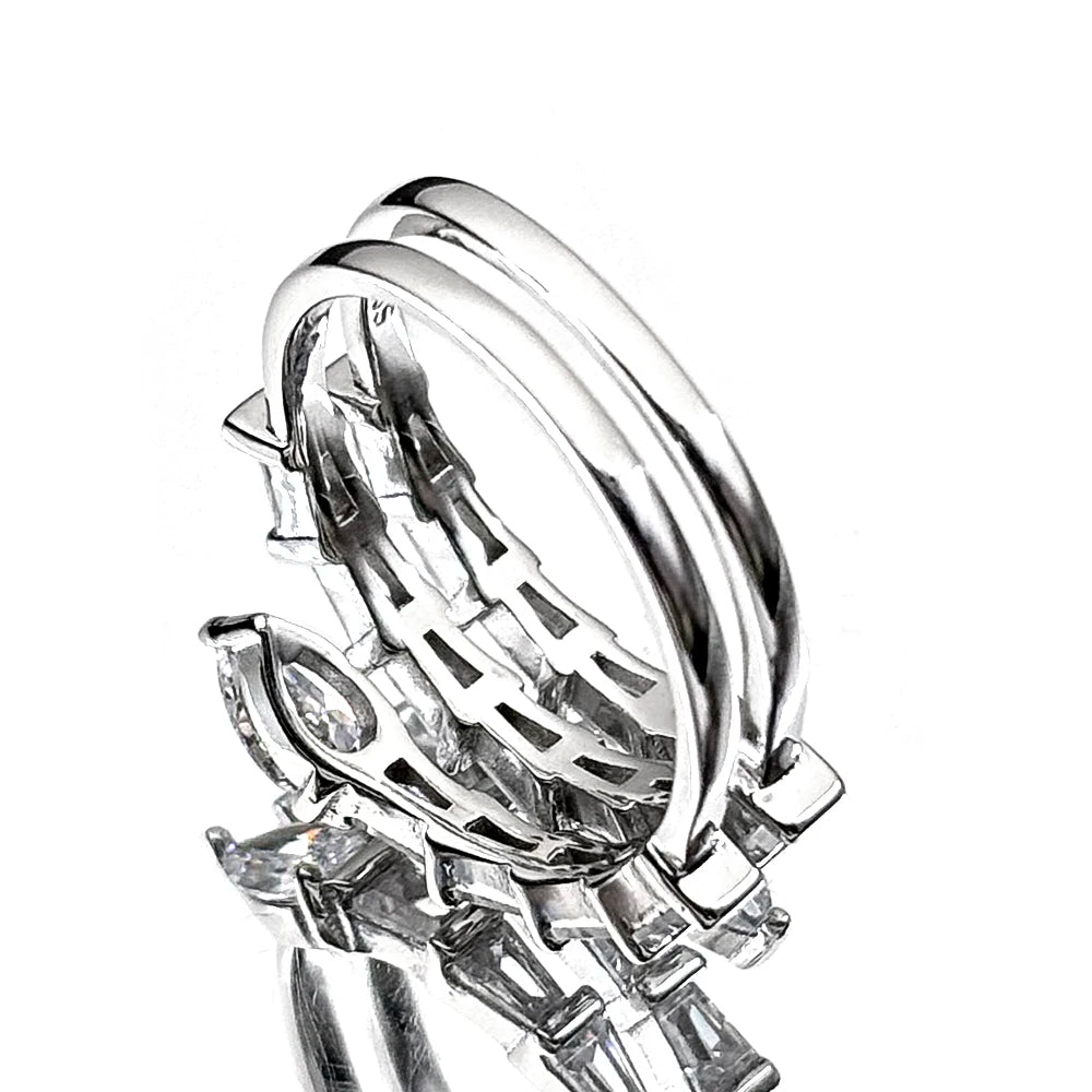 Silver Ring Sterling Full Rhinestones Multi-layer