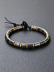 Hematite Beaded Bracelet — Gold