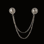 Vintage Double Chain Tassel Brooch — Lapel Pin Suit Badge