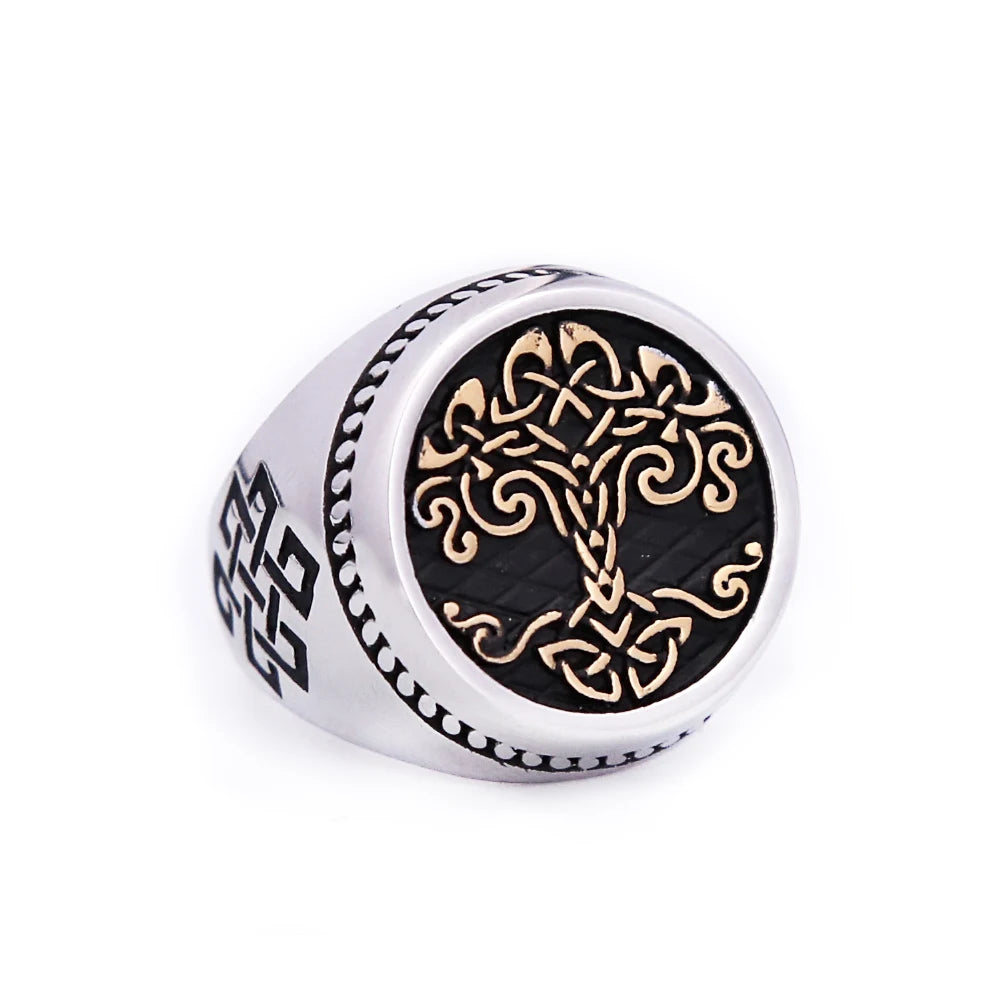 Tree Of Life Steel Ring Vintage Nordic Viking
