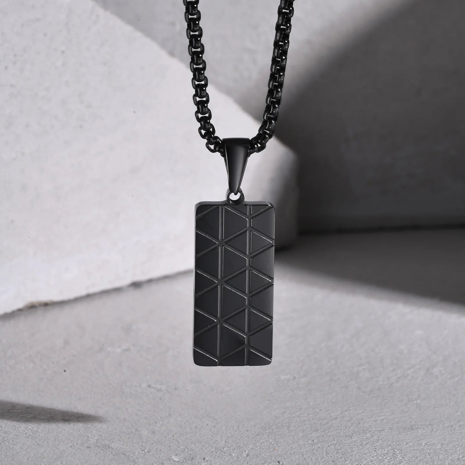 Military Dog Tag Pendant — Black Silver Stainless Steel