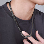 8MM Curb Link Chain Men's Neck Necklaces for Men Gothic Stainless Steel Snake Style Male Man Necklace 60CM Long Viking