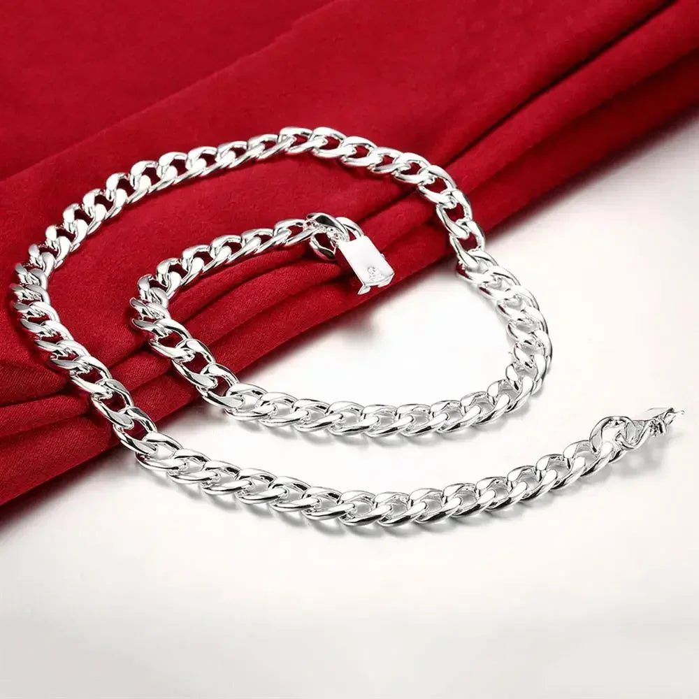 Heavy 10mm Chain Link Bracelet Necklace Set 24 Inch