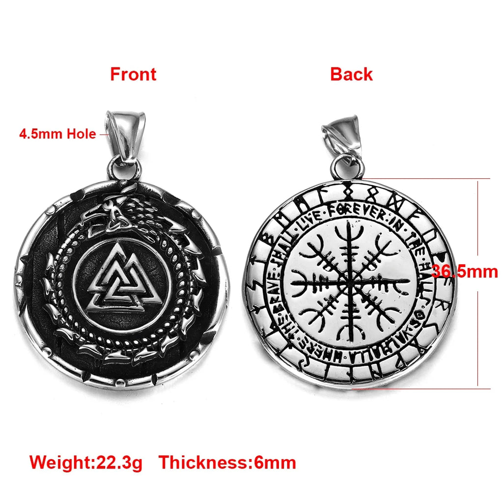 Stainless Steel Viking Norse Pendant for Necklace DIY Accessories Jewelry Making Findings Men Charm Supplies Punk Axe