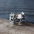 Sugar Skull Flower Ring for Men and Women — Gothic Statement Band