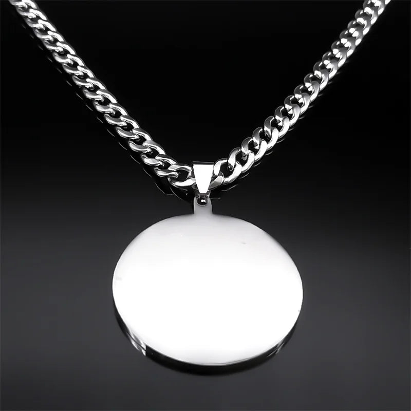 Arabic Allah Silver Round Necklace — Stainless Steel