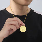 Archangel Raphael Winged Medallion Necklace — Stainless Steel