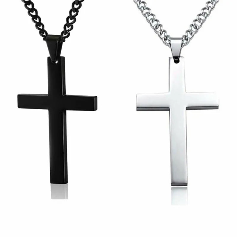 3-piece Set of Three-Colored Smooth Cross Cuban Chain Necklace in Minimalist Neutral Style, Suitable for Daily Commute