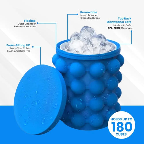 2-in-1 Ice Cube Mold — Silicone Ice Bucket