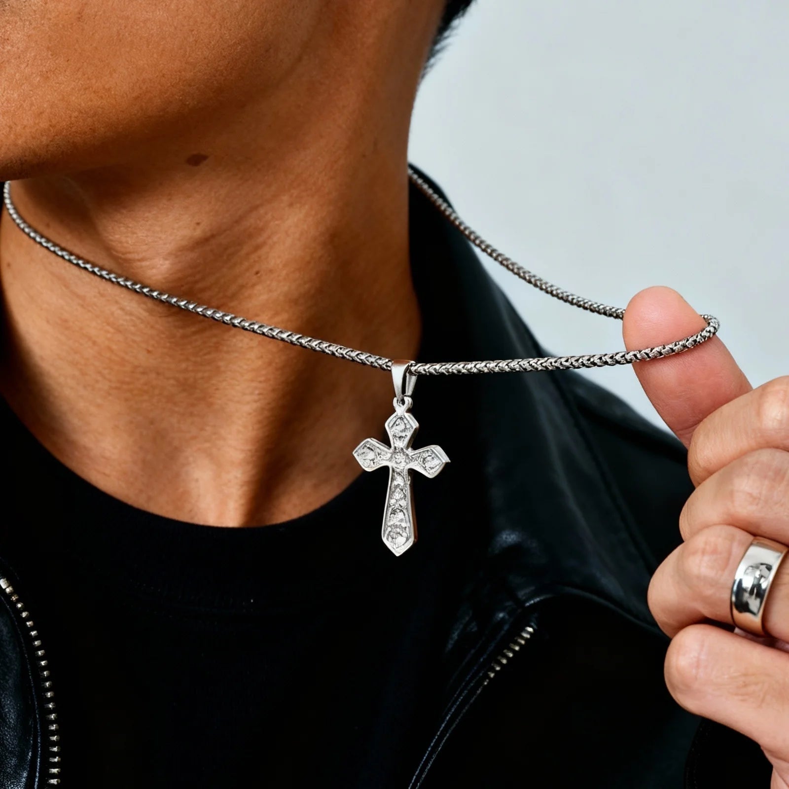 Iced Out Zircon Cross Pendant — Stainless