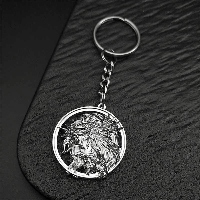 Jesus Crown of thorns Men's Necklace Stainless Steel Gold Color Chain Crucifix Medal Male Neckalces Religious Jewelry