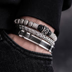 3pcs Set Men Bracelet Stainless Steel Rope Bangles Men Skull Bracelets with Tigereye Natural Stone Gift Accessories