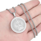 CHENGXUN Hindu Ganesha Coin Pendant Necklace for Men Womens Lord Ganesha Medallion Charm Neck Chain Spirit Totem Jewelry
