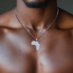 Iced Out Africa Map Pendant — 925 Silver