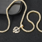 Khanda Gold Pendant Tennis Necklace