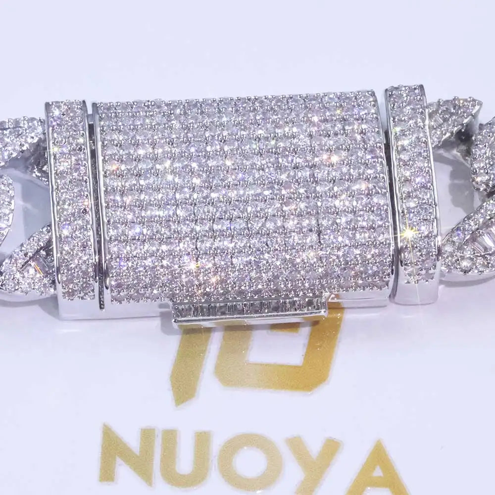 925 Silver Moissanite Cuban Chain Necklace 20MM VVS