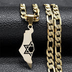 Israel Star of David Map Necklace — Stainless Steel