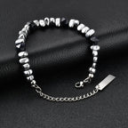 Adjustable Beaded Bracelet for Men — Stainless Steel