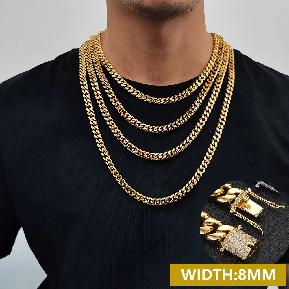 PVD Cuban Link Chain Necklace — Stainless Steel