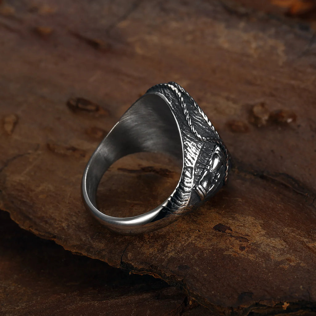 Retro Ocean Lighthouse Ring for Men — Stainless Steel