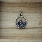 Nostalgia Climber Camping Jewelry Mountain Charm Round Pendant Necklace For Men Women Gift