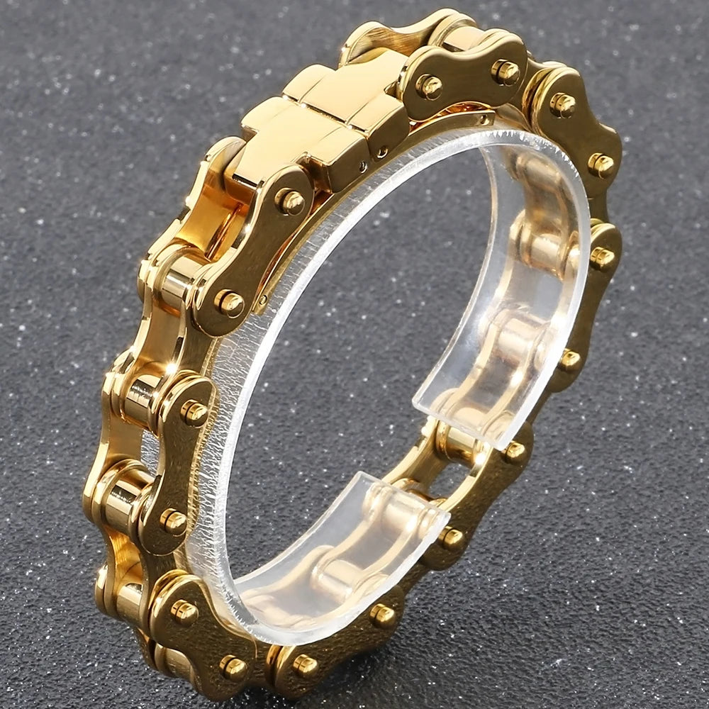 Punk Rock 316L Stainless Steel Biker Bracelet Men's 11MM Wide Motorcycle Link Chain Jewelry Accessory Bracelets for Men
