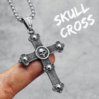 316L Stainless Steel Cross Necklaces Skull Men Pendant Top Quality Chain Religion Rock Punk Rap for Biker Male Jewelry Best Gift