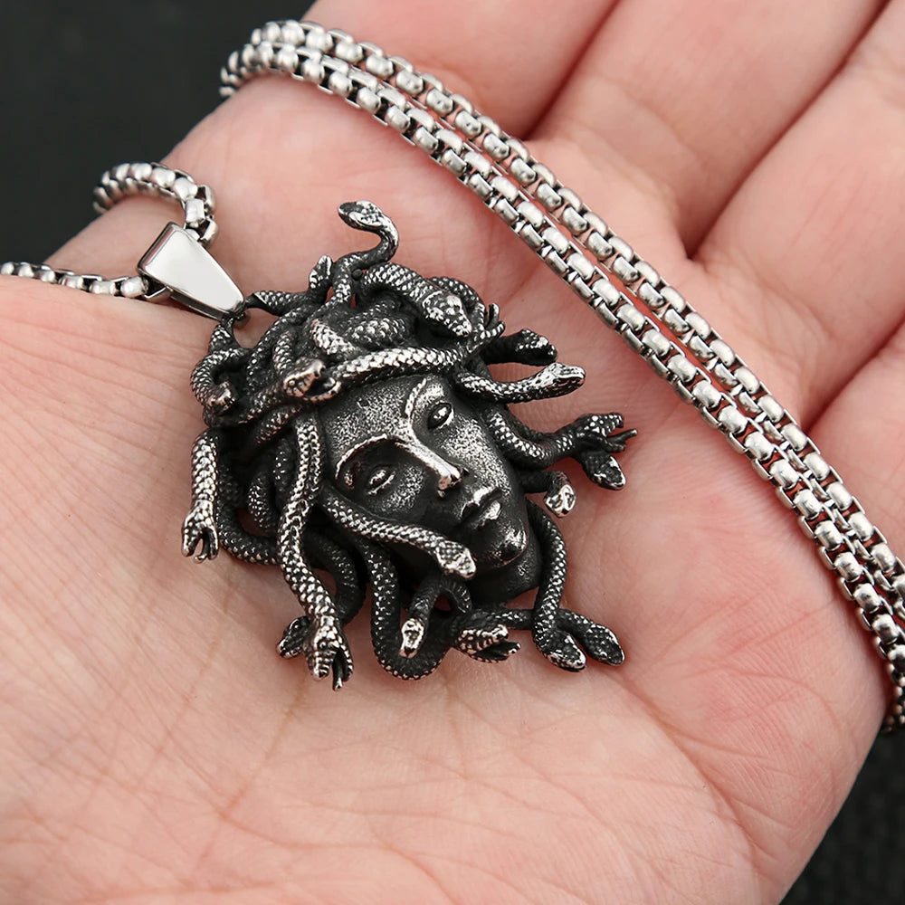 Gothic Medusa Snake Pendant — Stainless Steel