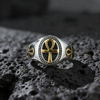 Ankh Cross Vintage Signet Ring — Stainless Steel