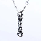 Copper electroplated gold vintage six-character mantra pestle necklace pendant Five-pronged Vajra Pestle for Protection