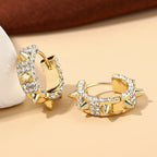 Iced Out Spike Rivet Cubic Zirconia Hoop Earrings