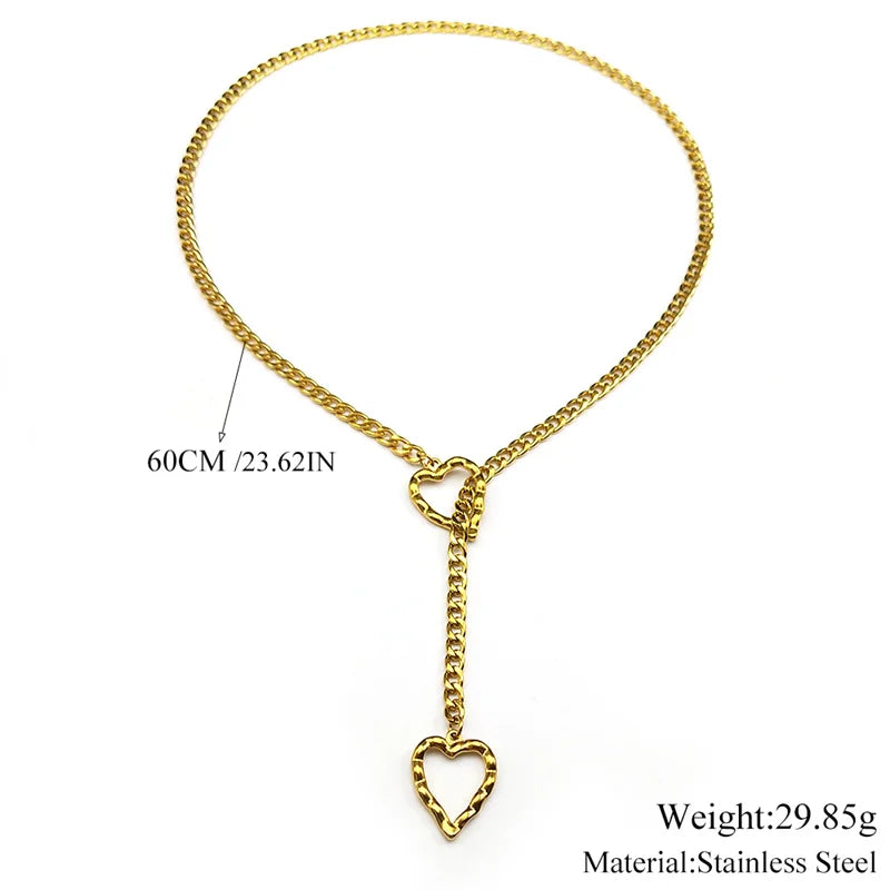 Heart O-Ring Chain Necklace — Stainless Steel