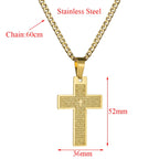 Gold Bible Cross Pendant Necklace — Stainless Steel
