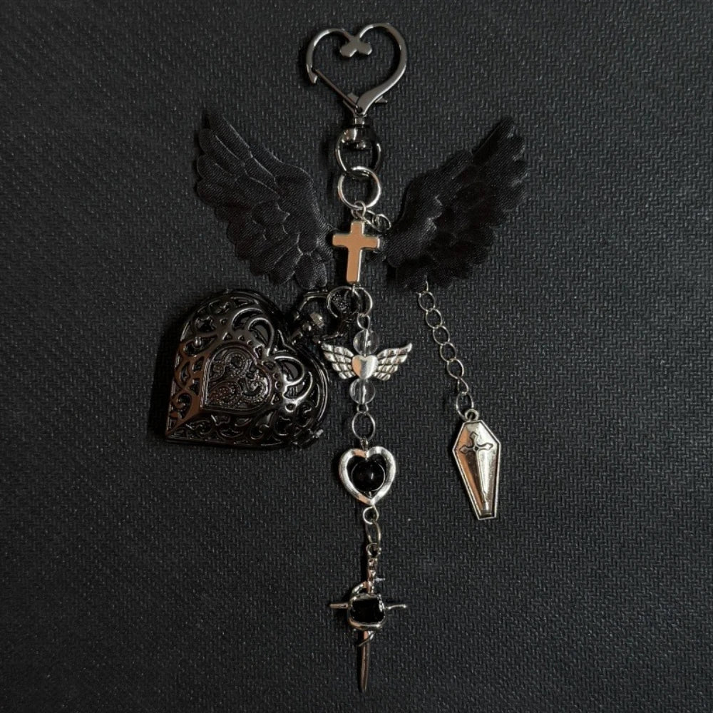 Original Hollow Heart Pocket Watch Chain keychain Design Steampunk Clock Vintage Necklace Pendant Jewelry Watch Men