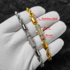 Rope Bracelet Iced Out Stainless Steel 6MM