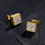 Gold Iced Out Stud Earring Statement Crystal