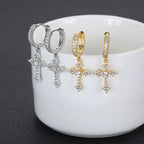 Iced Out Cross Lightning Stud Earrings