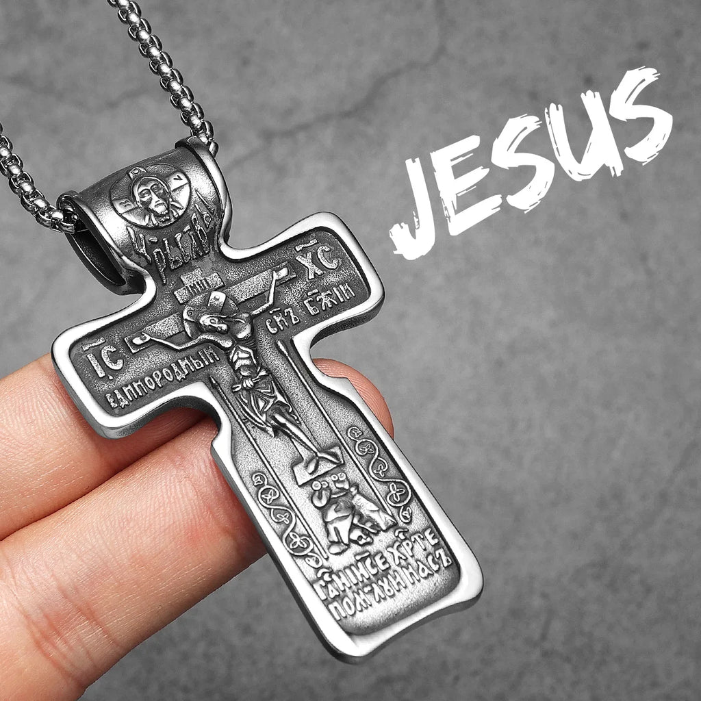 Jesus Cross Pendant Necklace — Stainless Steel