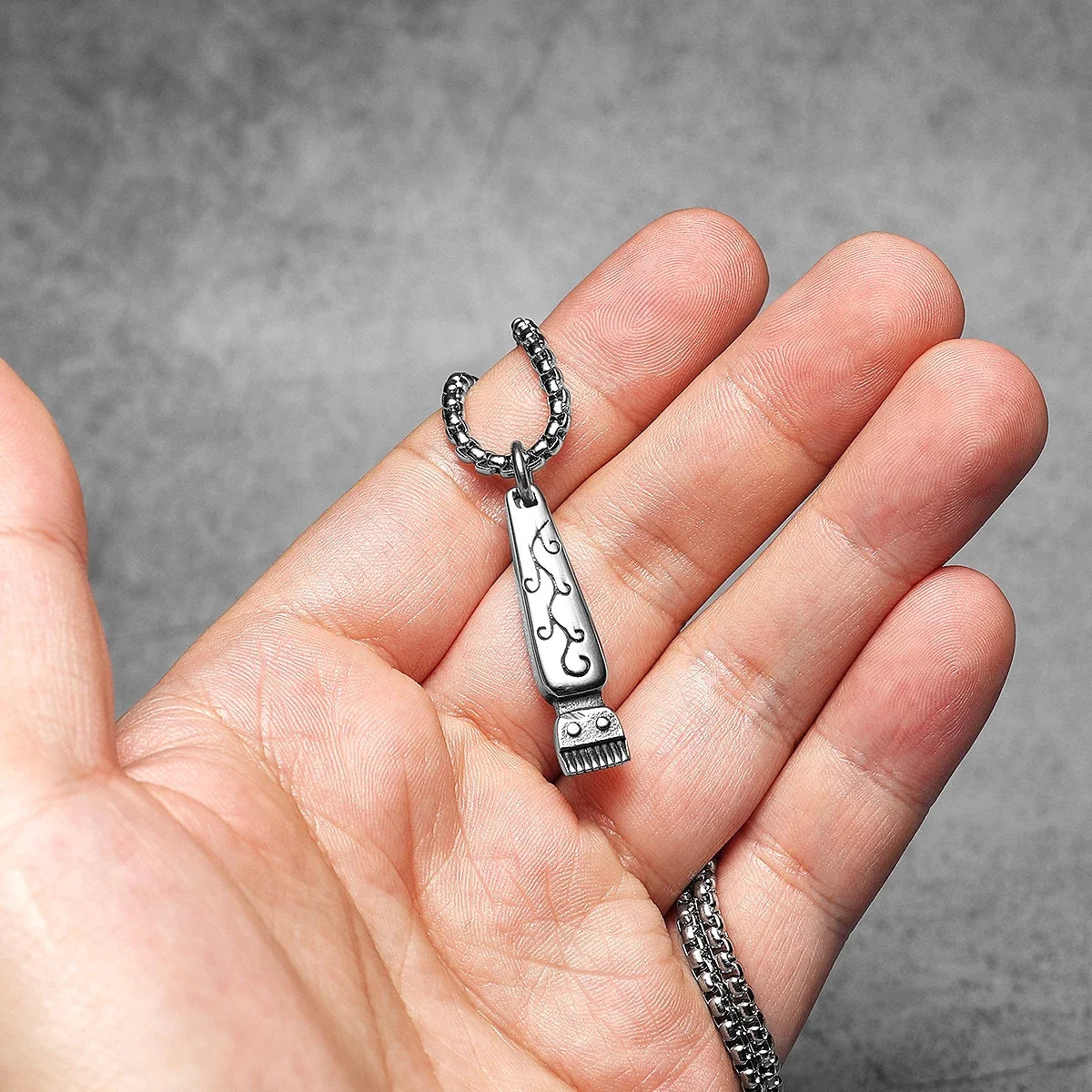 Barber Shaver Pendant Necklace Stainless Steel