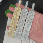 Custom Vertical Arrangement Any Number Letters Pendant Hip Hop Birthday Gifts For Him Her Fashion Iced Out 20MM Necklace Chain