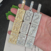 Custom Vertical Arrangement Any Number Letters Pendant Hip Hop Birthday Gifts For Him Her Fashion Iced Out 20MM Necklace Chain