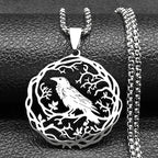 Tree Of Life Steel Pendant Gothic Crow Bird Raven