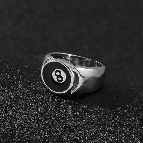 Black 8 Ball Pool Billiard Ring for Men Party — Black-Tone