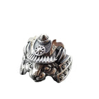 Gothic Samurai Cat Open Ring, Silver-Tone — Zinc Alloy