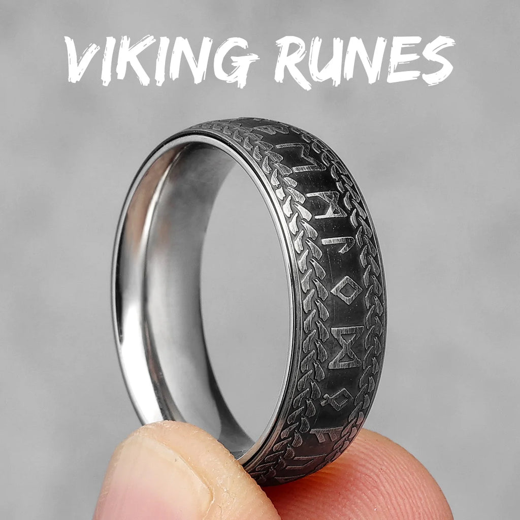 Vintage Nordic Viking Runes Celtic Knot Series Stainless Steel Womens Mens Rings Punk Biker Jewelry Creativity Gift