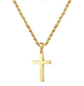 Cross Two-Tone Pendant Double Chain Necklace