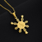 Philippines Flag Map Pendant Necklace — Stainless Steel