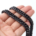 Black Cuban Chain Necklace 9-22mm — SS