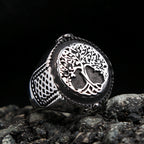 Vintage Viking Tree Of Life Ring For Men Nordic Mythology Stainless Steel Yggdrasils Ring Fashion Amulet Viking Jewelry Gift